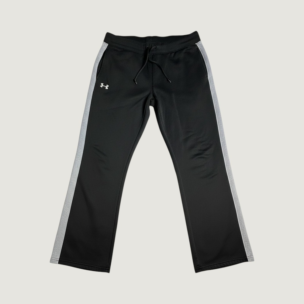 Under Armour Pants Womens Medium Black Straight Leg Fleece Lined Side Stripe